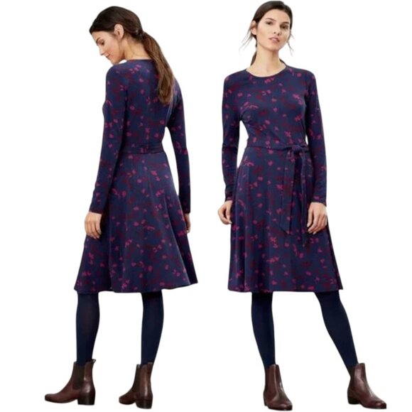 Joules Dresses & Skirts - Joules Size 12 Floral Printed Long Sleeve Jersey Dress Knee Length